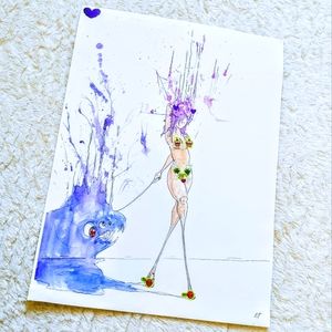 Woman W/Pet Artwork / Poster